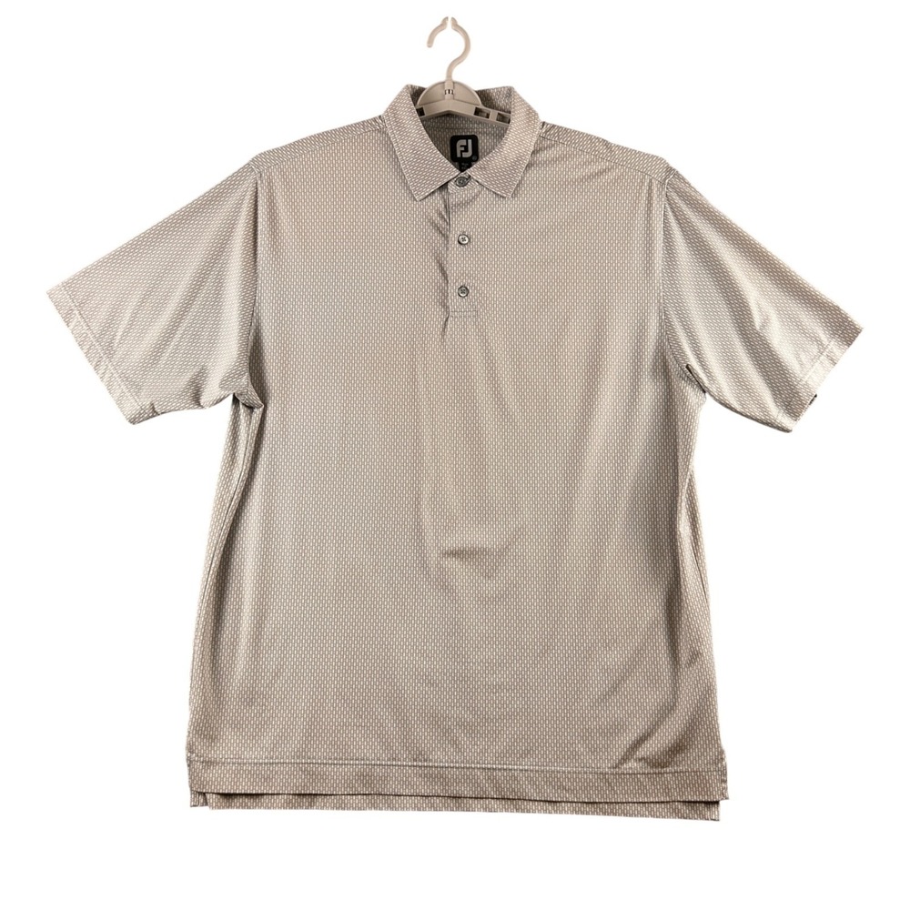 FootJoy Mens ProDry Golf Polo Shirt XL Grey Pink Geometric Micro Print 26519